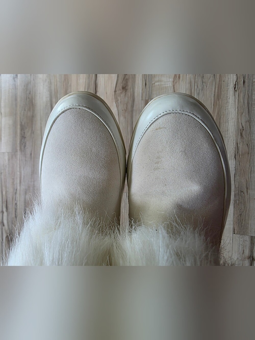 Vtg Baby Phat White Faux Fur Mid-Calf Winter Boots Y2K McBling 8.5M Apres - Picture 9 of 13